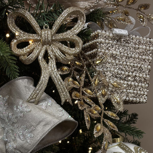 Champagne and Pearl Glittered Gift Box - 10cm - My Christmas