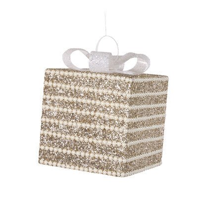 Champagne and Pearl Glittered Gift Box - 20cm - My Christmas