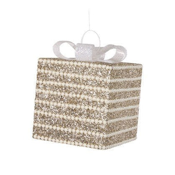 Champagne and Pearl Glittered Gift Box - 20cm - My Christmas