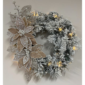 Champagne and Pearl on Flocked Wreath - My Christmas