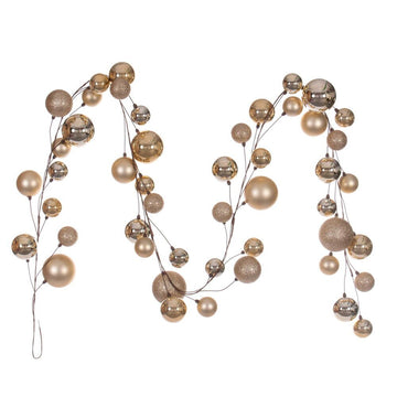 Champagne And Rose Bauble Garland - 300cm - My Christmas