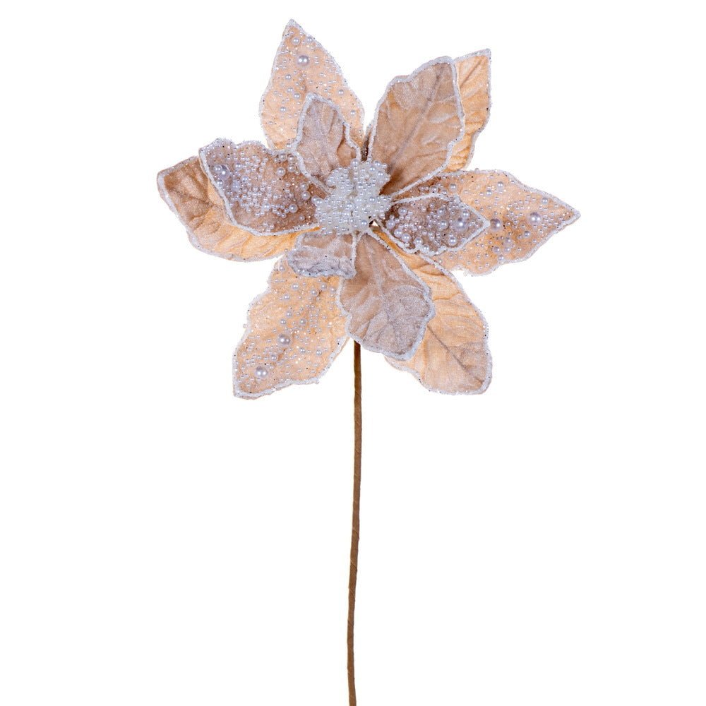 Champagne and Velvet Pearl Poinsettia - My Christmas