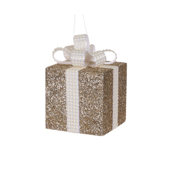 Champagne and White Glittered Gift Box - 20cm - My Christmas
