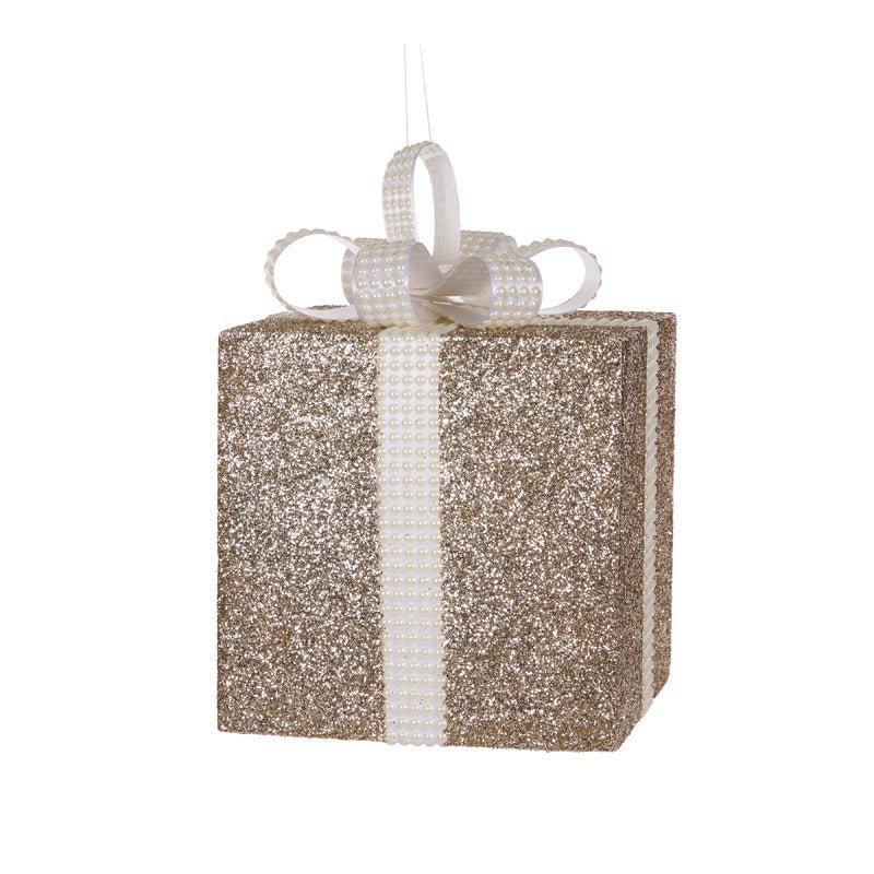 Champagne and White Glittered Gift Box - 30cm - My Christmas