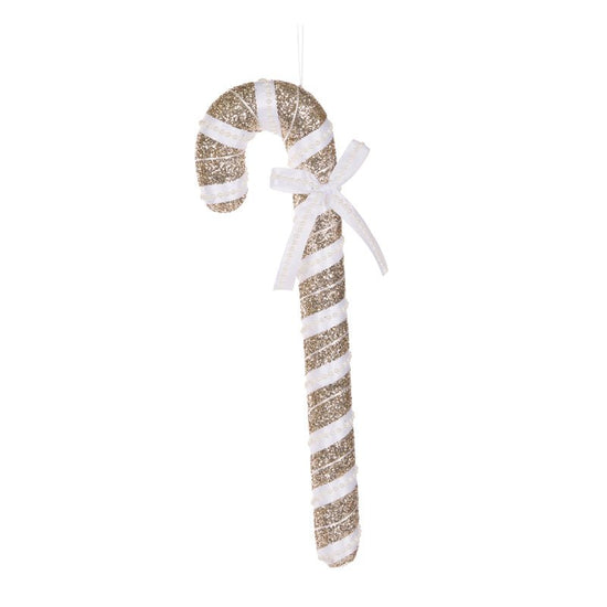 Champagne and White Hanging Candy Cane - 48cm - My Christmas