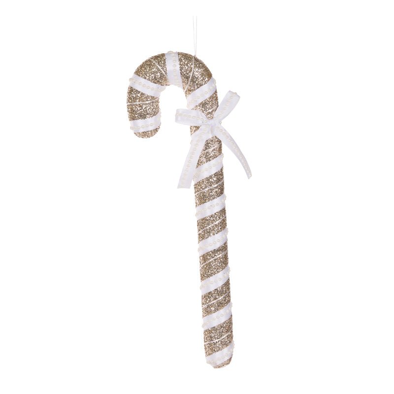 Champagne and White Hanging Candy Cane - 48cm - My Christmas