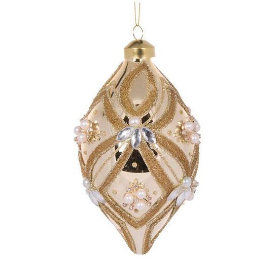 Champagne Beaded Deco Drop Bauble - My Christmas