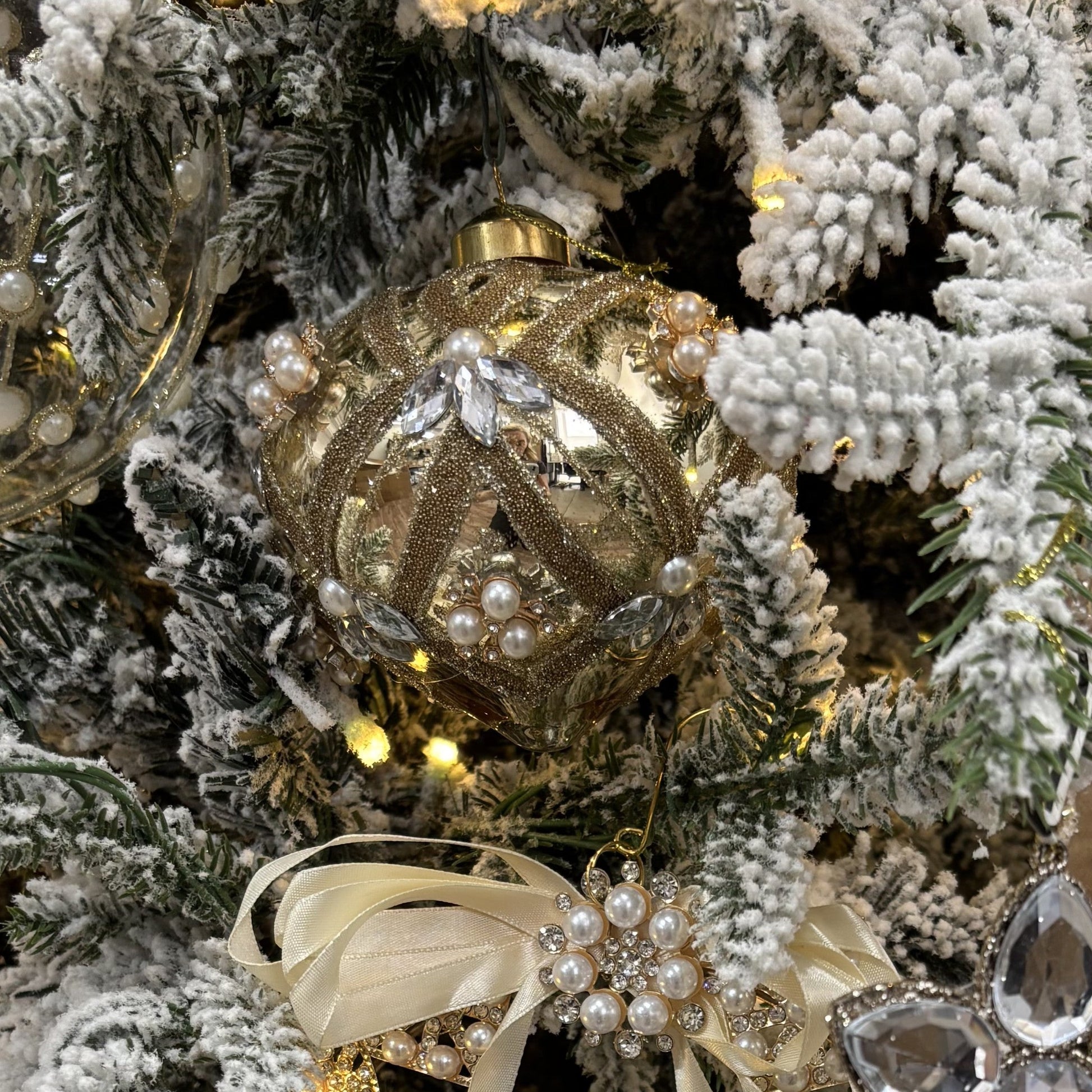 Champagne Beaded Deco Onion Bauble - My Christmas