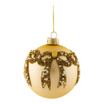 Champagne Bow Encrusted Ball Ornament - My Christmas