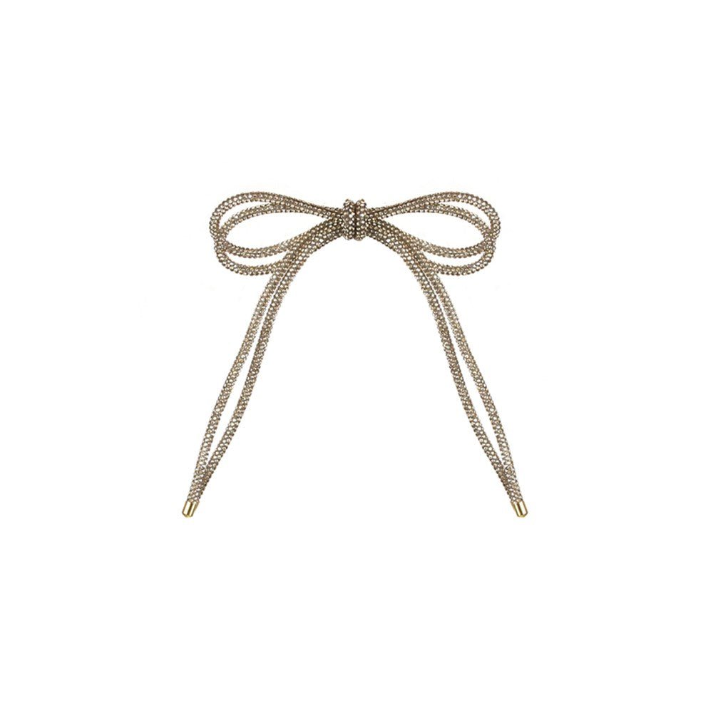 Champagne Diamonte Double Bow Ornament - My Christmas