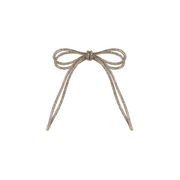 Champagne Diamonte Double Bow Ornament - My Christmas