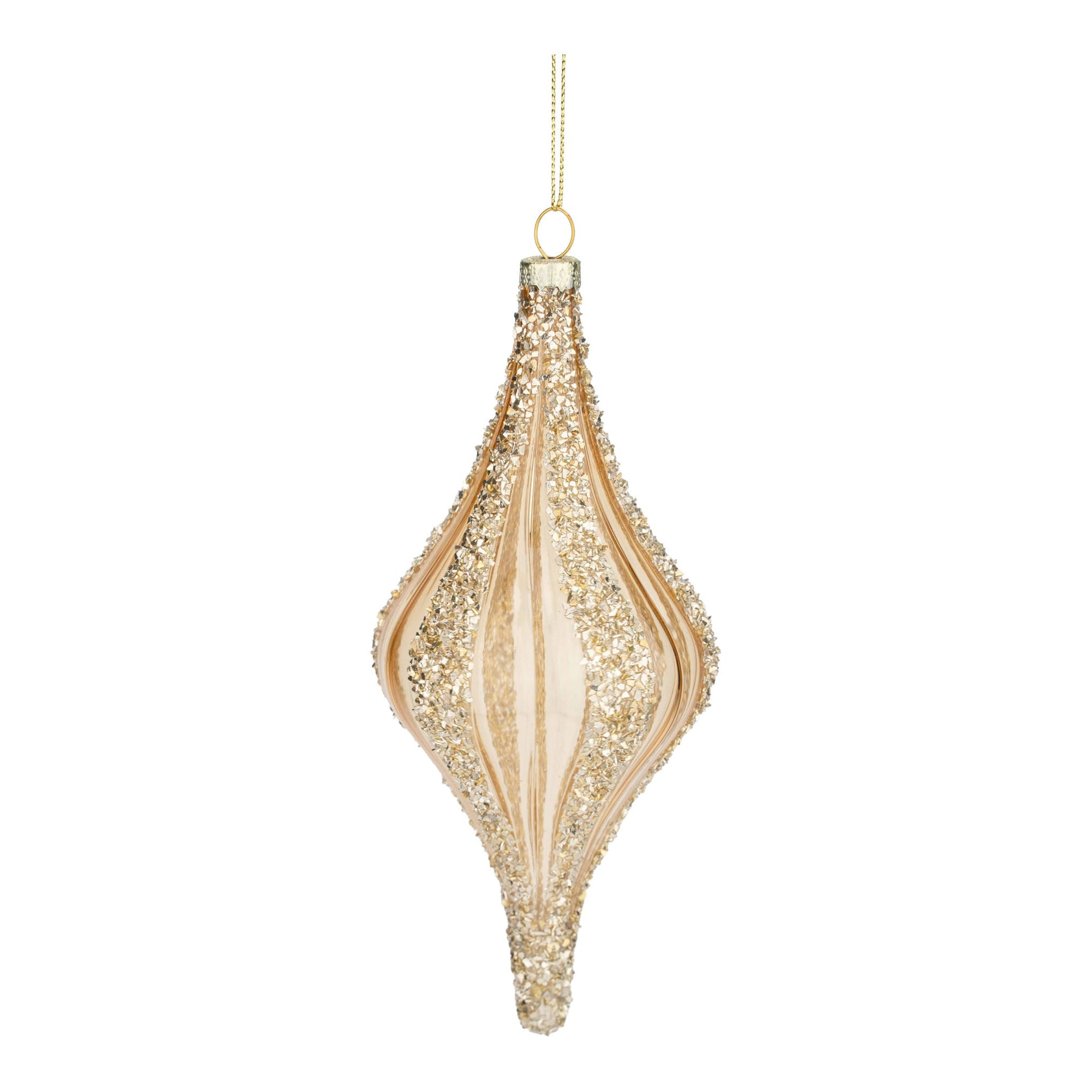 Champagne Encrusted Lined Long Drop Ornament - My Christmas