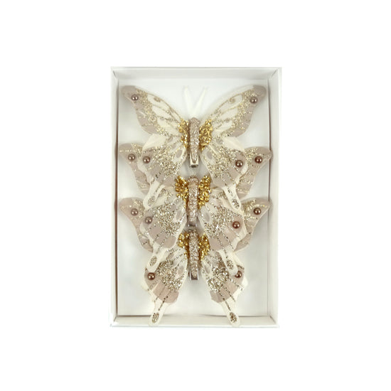 Champagne Feather Butterfly - Pack of 3 - My Christmas