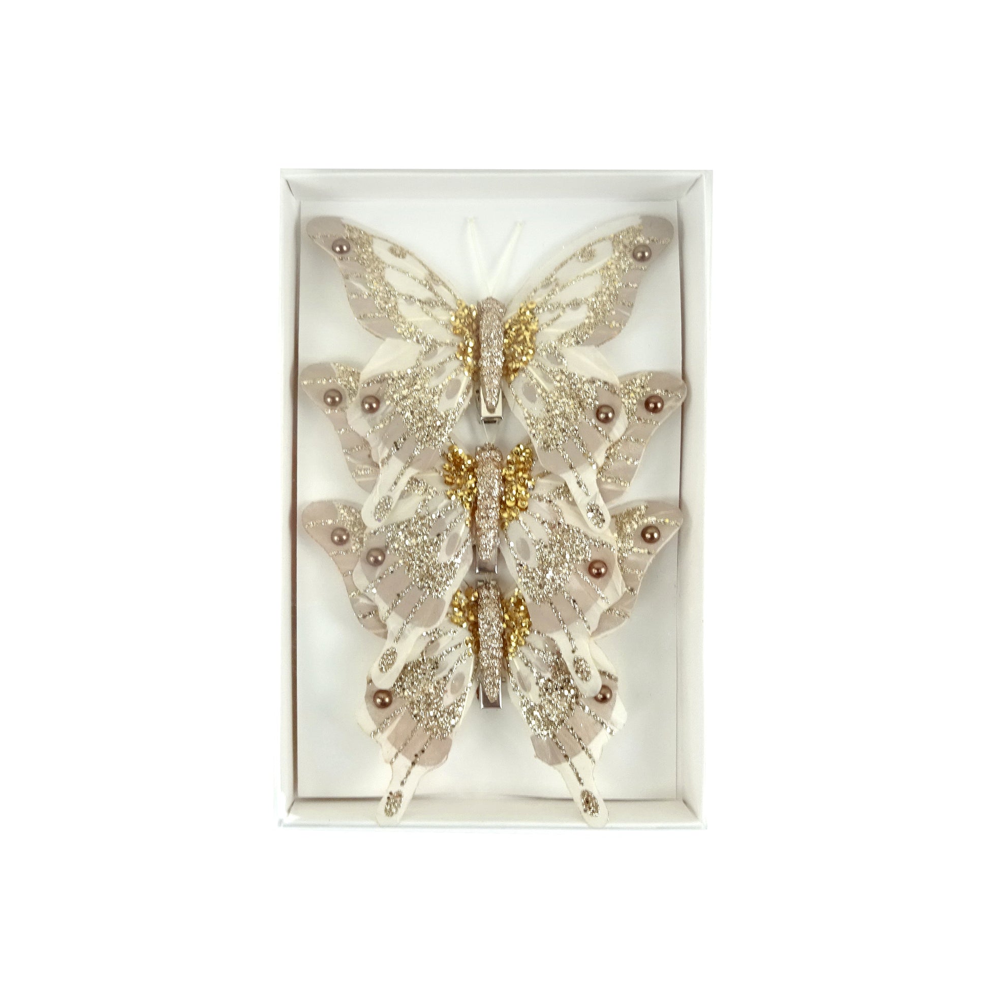 Champagne Feather Butterfly - Pack of 3 - My Christmas
