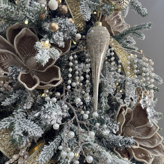 Champagne Frosted Long Drop Bauble - My Christmas