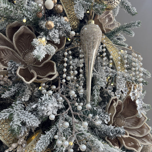 Champagne Frosted Long Drop Bauble - My Christmas