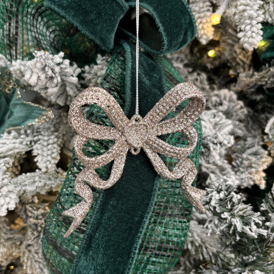 Champagne Glitter Bow Ornament - My Christmas