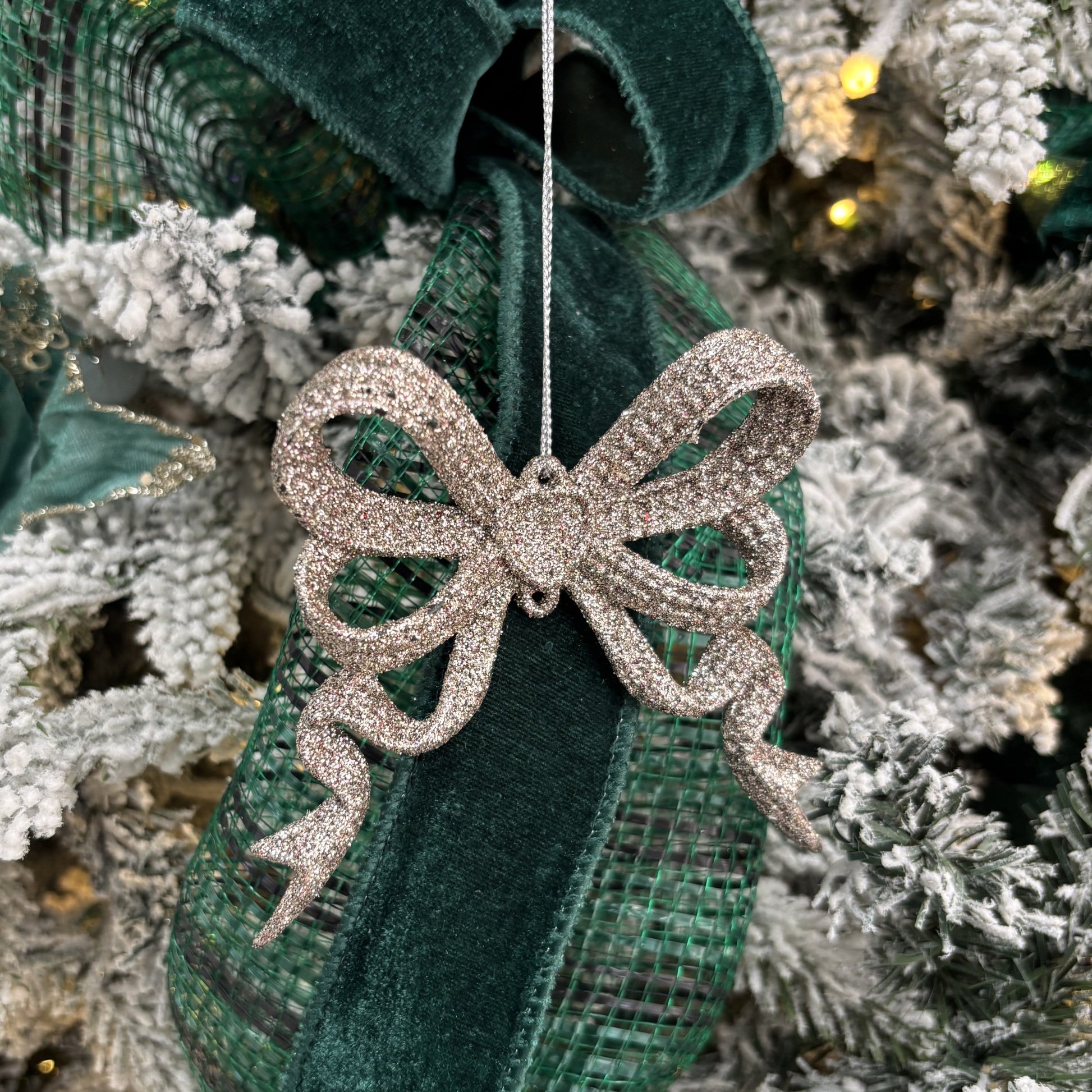 Champagne Glitter Bow Ornament - My Christmas