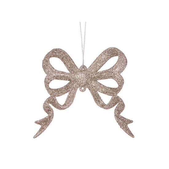 Champagne Glitter Bow Ornament - My Christmas