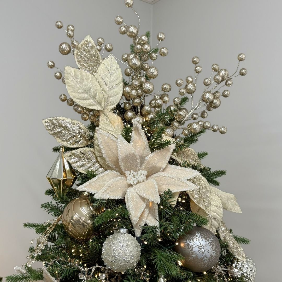 Champagne Glitter Leaf Spray - My Christmas