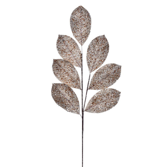 Champagne Glitter Leaf Spray - My Christmas