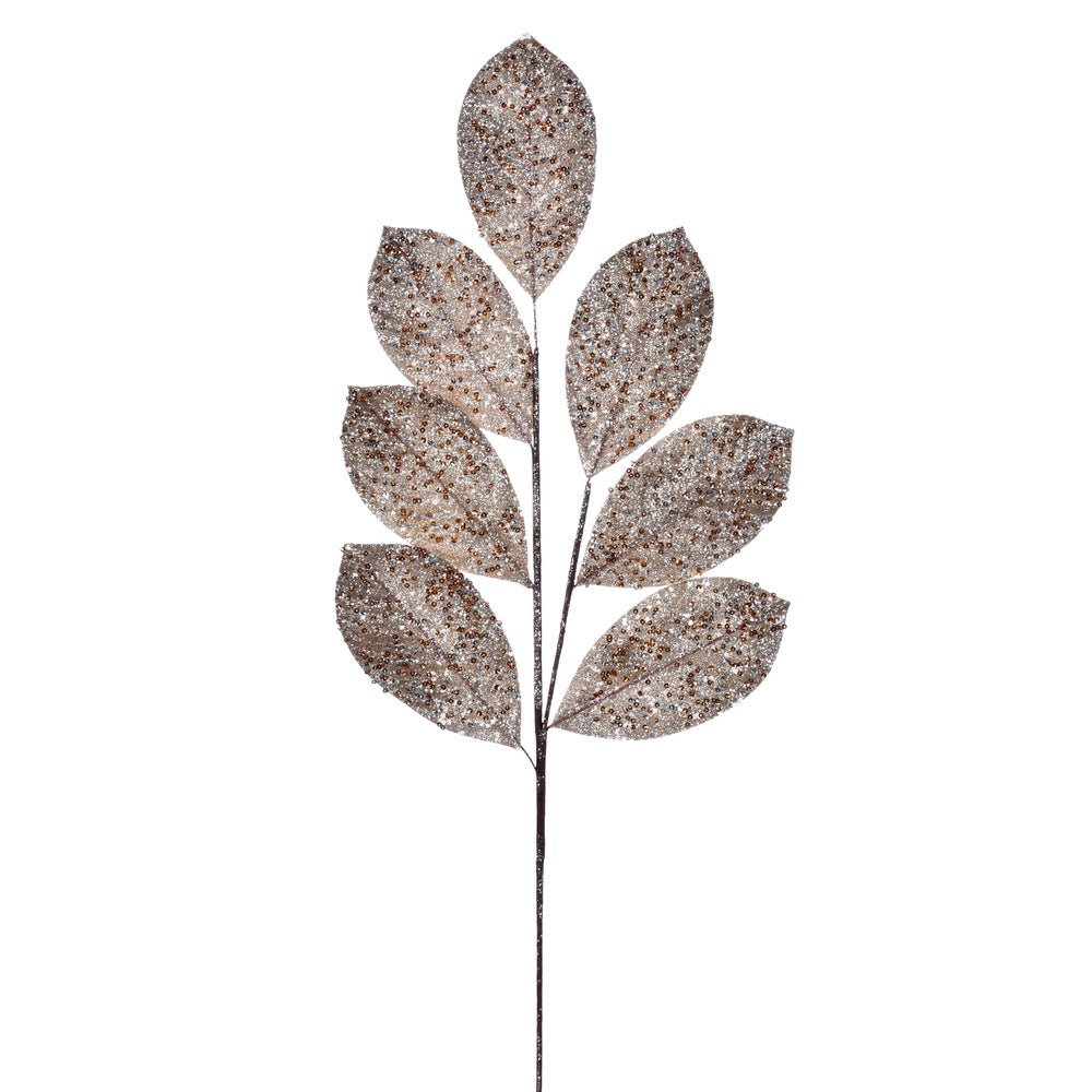 Champagne Glitter Leaf Spray - My Christmas