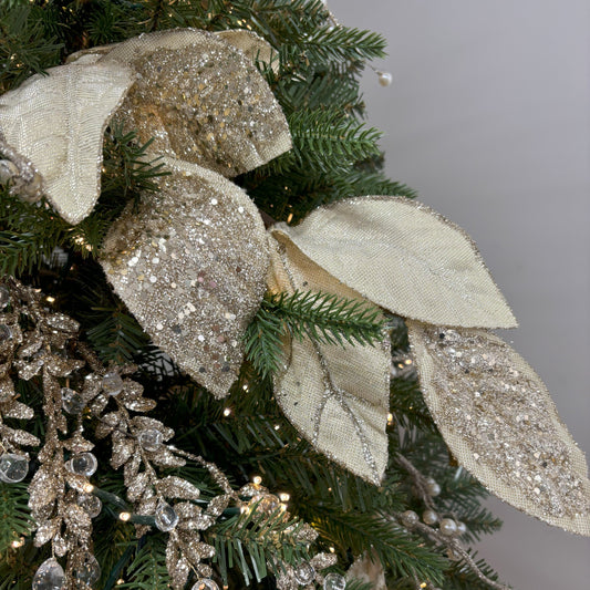 Champagne Glitter Leaf Spray - My Christmas
