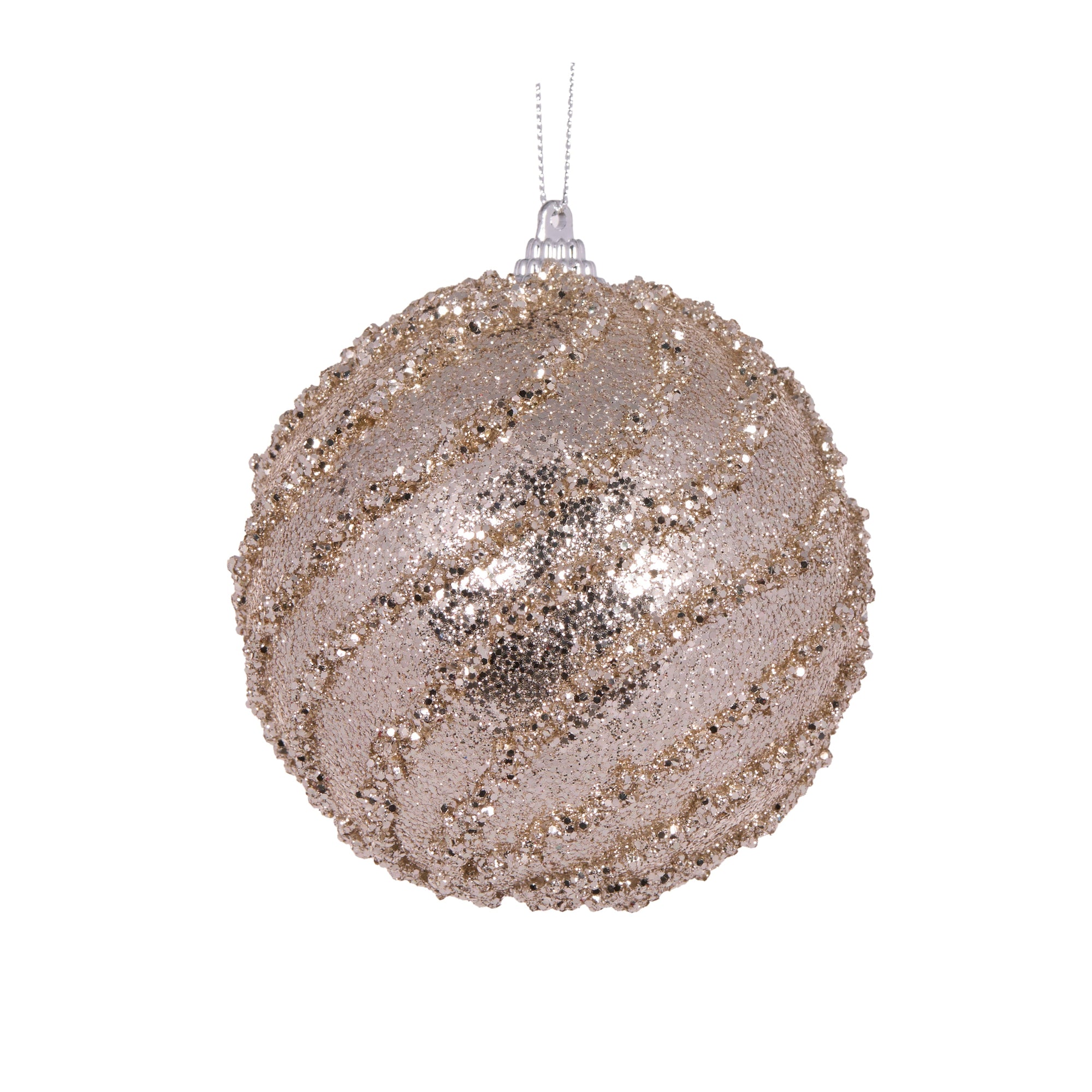 Champagne Glittered Swirl Bauble - My Christmas