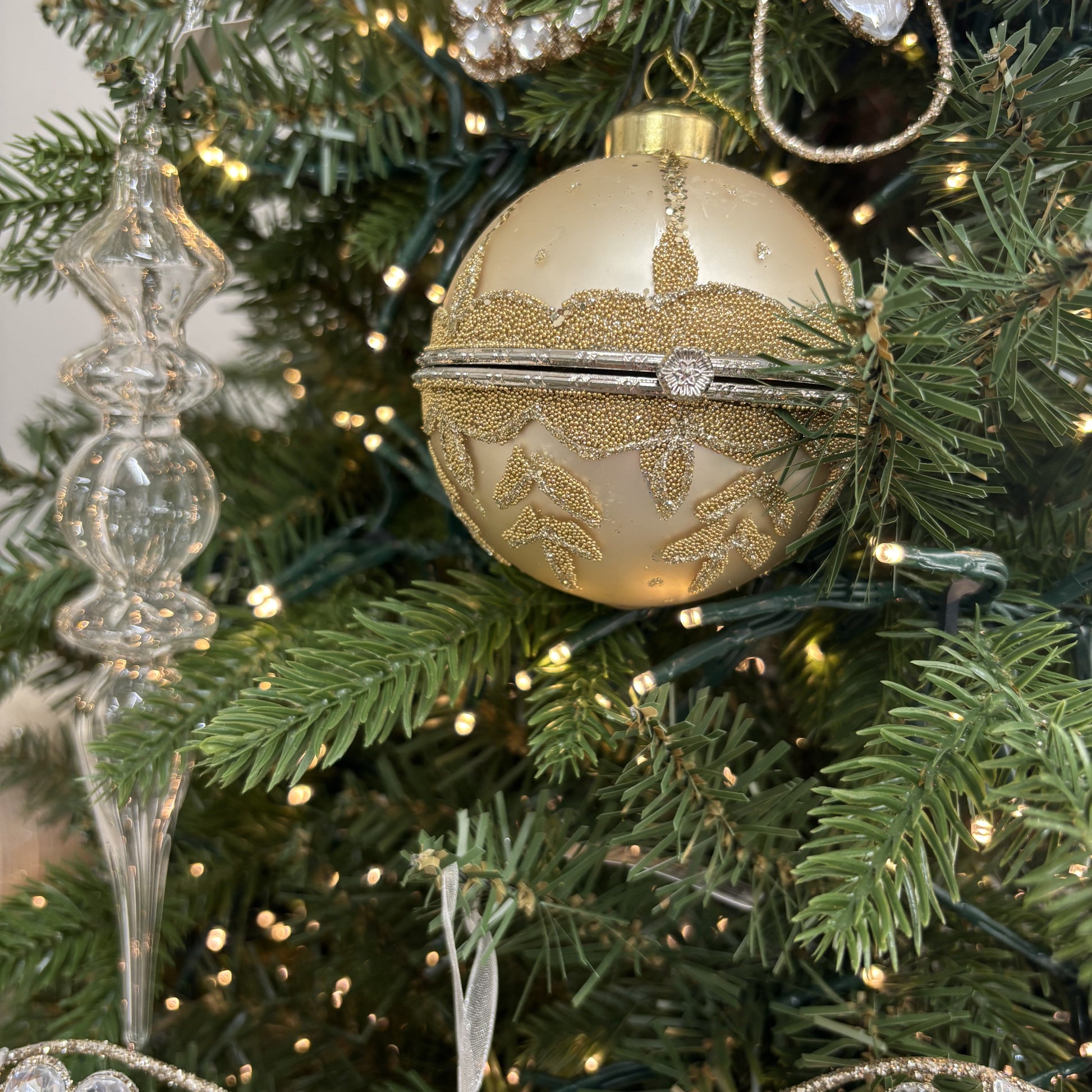 Champagne Gold Jewelry Box Ornament - My Christmas