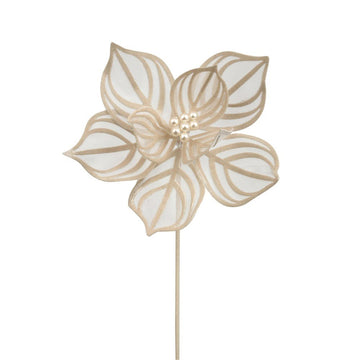 Champagne Lace Poinsettia with Pearl Centre - My Christmas
