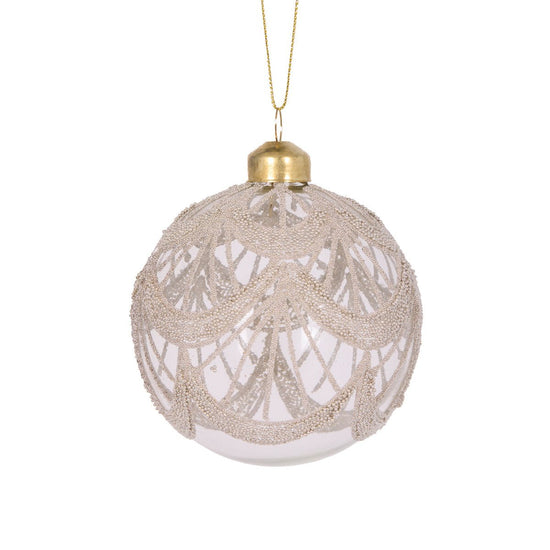 Champagne Lace Round Bauble - My Christmas