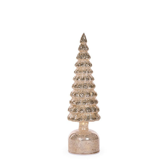 Champagne Mercury Glass Rotating LED Tree - 33cm - My Christmas