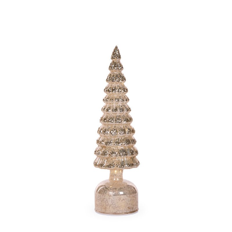Champagne Mercury Glass Rotating LED Tree - 33cm - My Christmas
