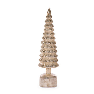 Champagne Mercury Glass Rotating LED Tree - 41cm - My Christmas
