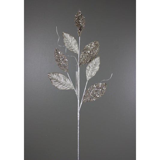 Champagne Metallic Magnolia Leaf Spray - My Christmas