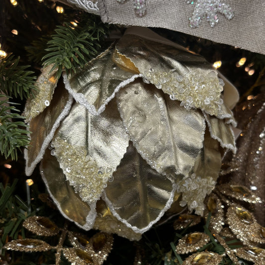 Champagne Pearl Leaf Bauble - My Christmas