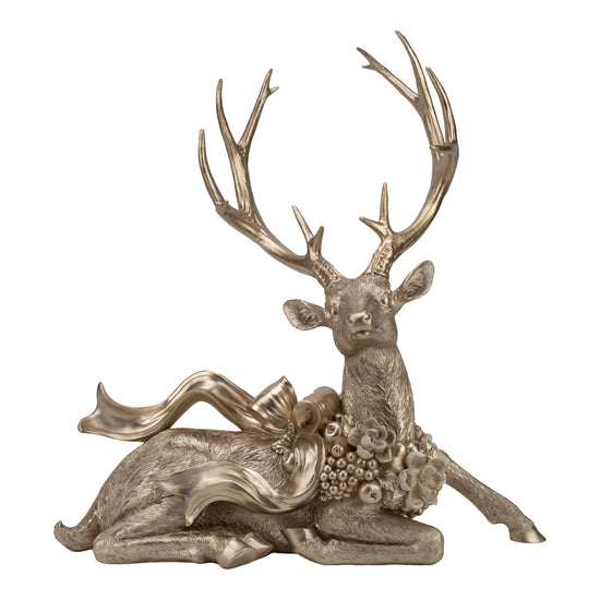 Champagne Sitting Reindeer with Bow - Small - My Christmas