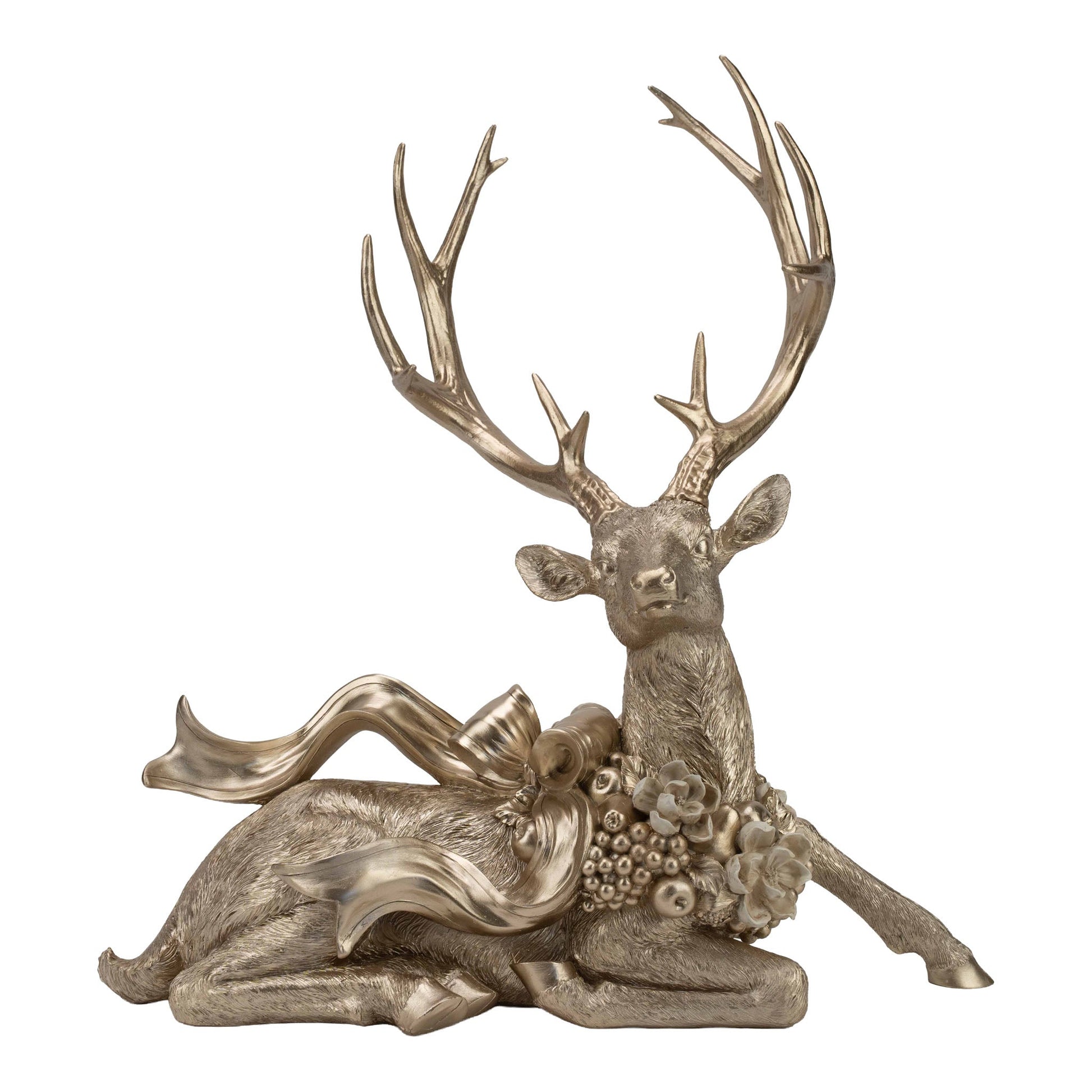 Champagne Sitting Reindeer with Bow - Small - My Christmas