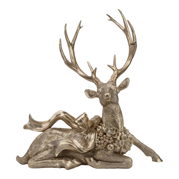 Champagne Sitting Reindeer with Bow - Small - My Christmas