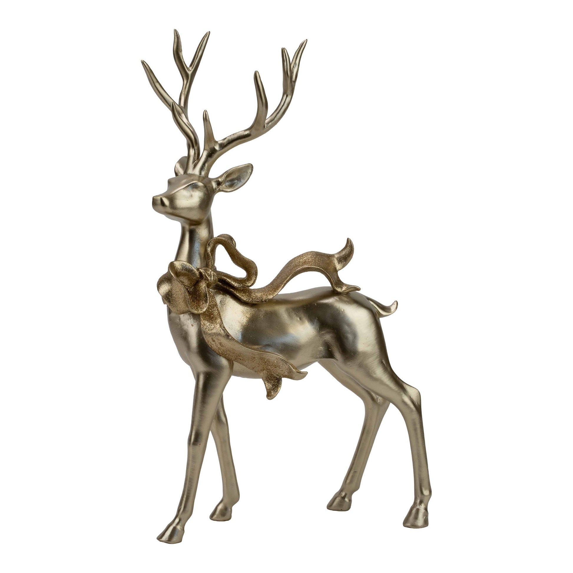 Champagne Standing Deer with Bow - 45cm - My Christmas
