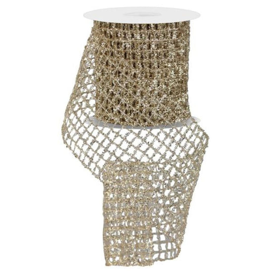 Champagne Tinsel Mesh - 4.25" wide - My Christmas