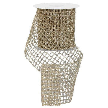 Champagne Tinsel Mesh - 4.25" wide - My Christmas