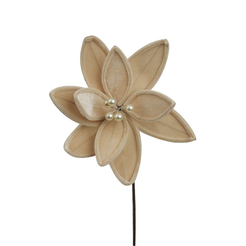Champagne Velvet Poinsettia with Pearls - My Christmas