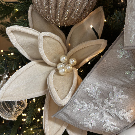 Champagne Velvet Poinsettia with Pearls - My Christmas