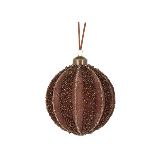 Chocolate Embellished Ribbed Bauble - My Christmas