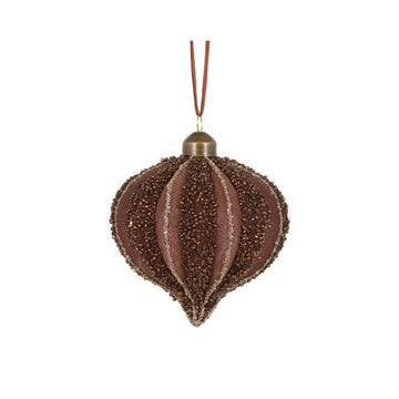 Chocolate Embellished Ribbed Onion Bauble - My Christmas