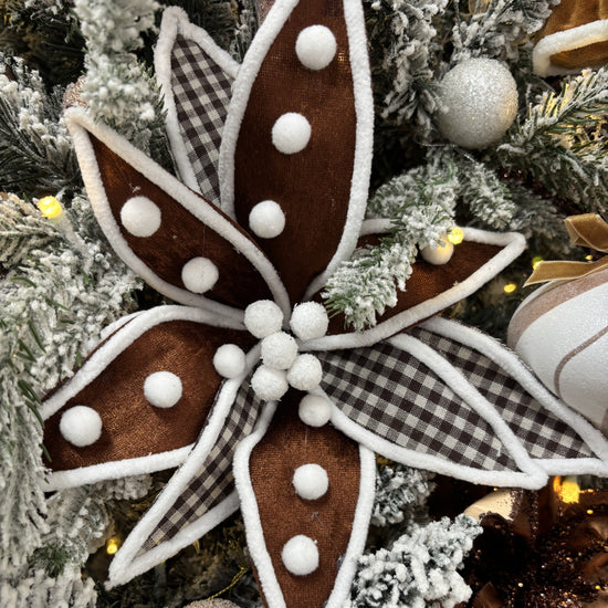 Chocolate Velvet Check Poinsettia - My Christmas