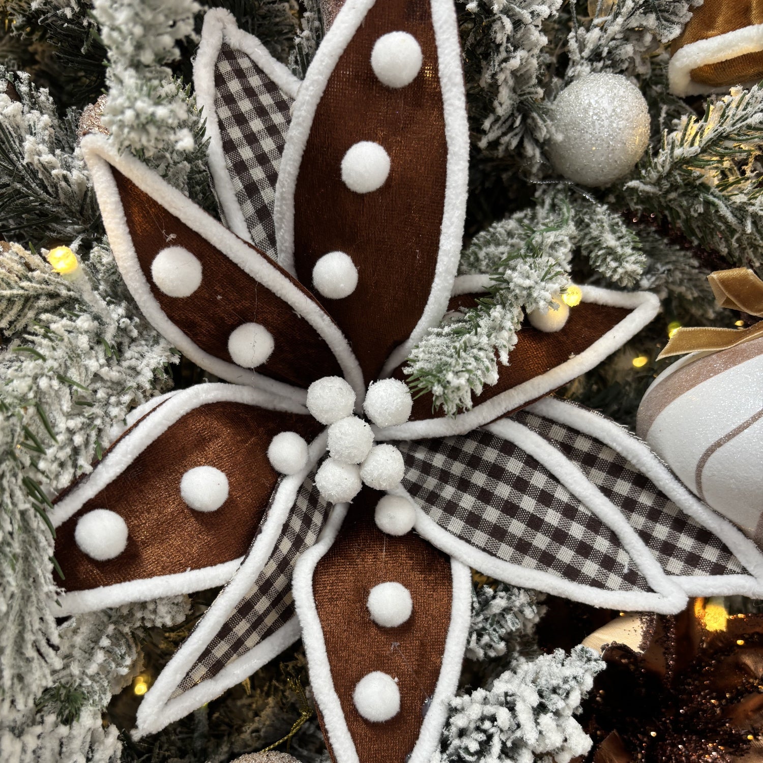 Chocolate Velvet Check Poinsettia - My Christmas