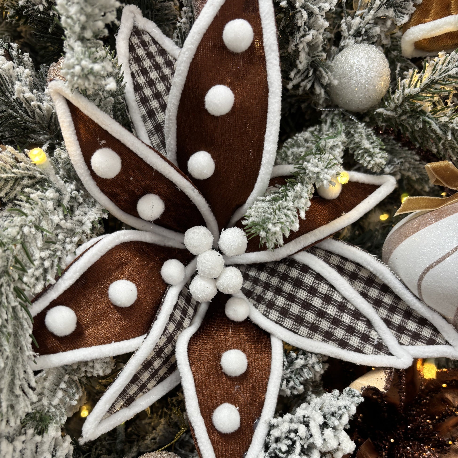 Chocolate Velvet Check Poinsettia - My Christmas