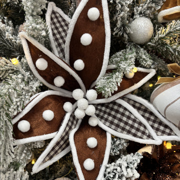 Chocolate Velvet Check Poinsettia - My Christmas